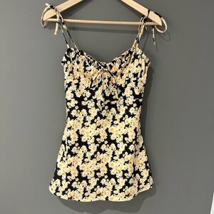 Ardene Black and Yellow Floral Mini Dress